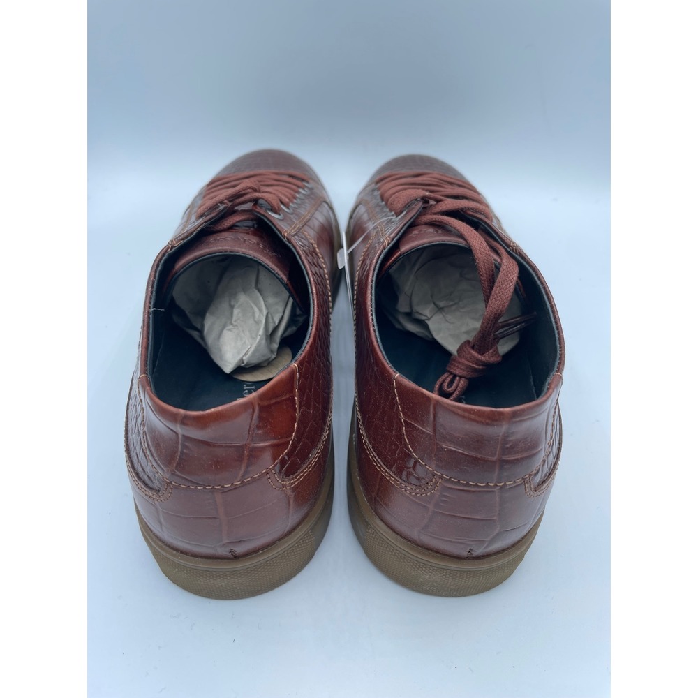 Belvedere Studio Bernardo II Cognac Crocodile Embossed Leather Sneakers 11.5 D - Picture 4 of 8